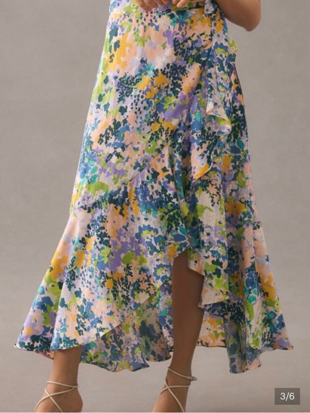 NWOT Anthropologie Maeve Wrap Ruffled Midi Skirt (Blue Floral) // Size XL - Picture 3 of 3